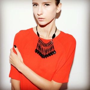Byrufina Handmade black stones statement necklace